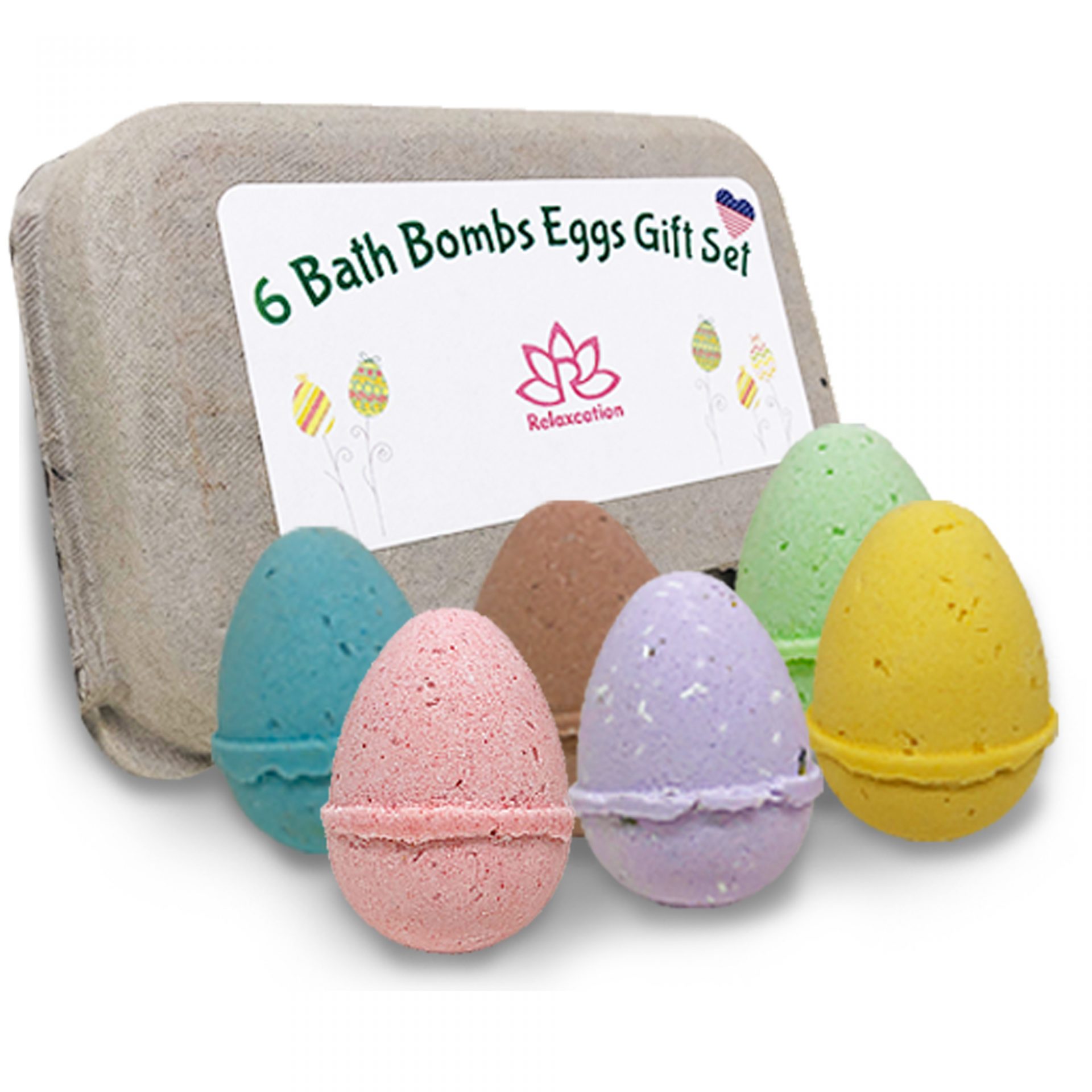 Easter Eggs Kids Bath Bomb Gift Set 6 Pack RELAXCATION