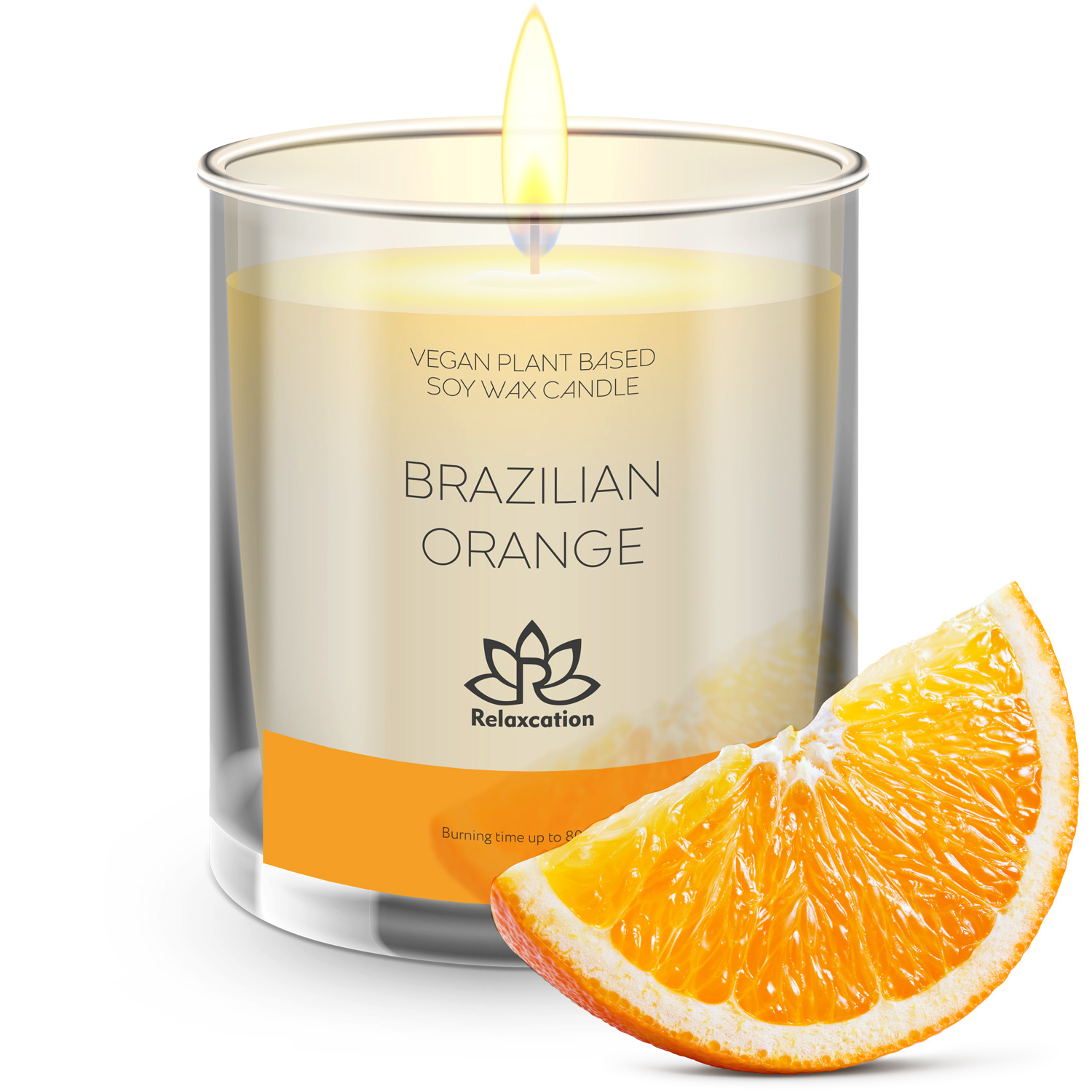 Orange Soy Wax Candle, Long Lasting