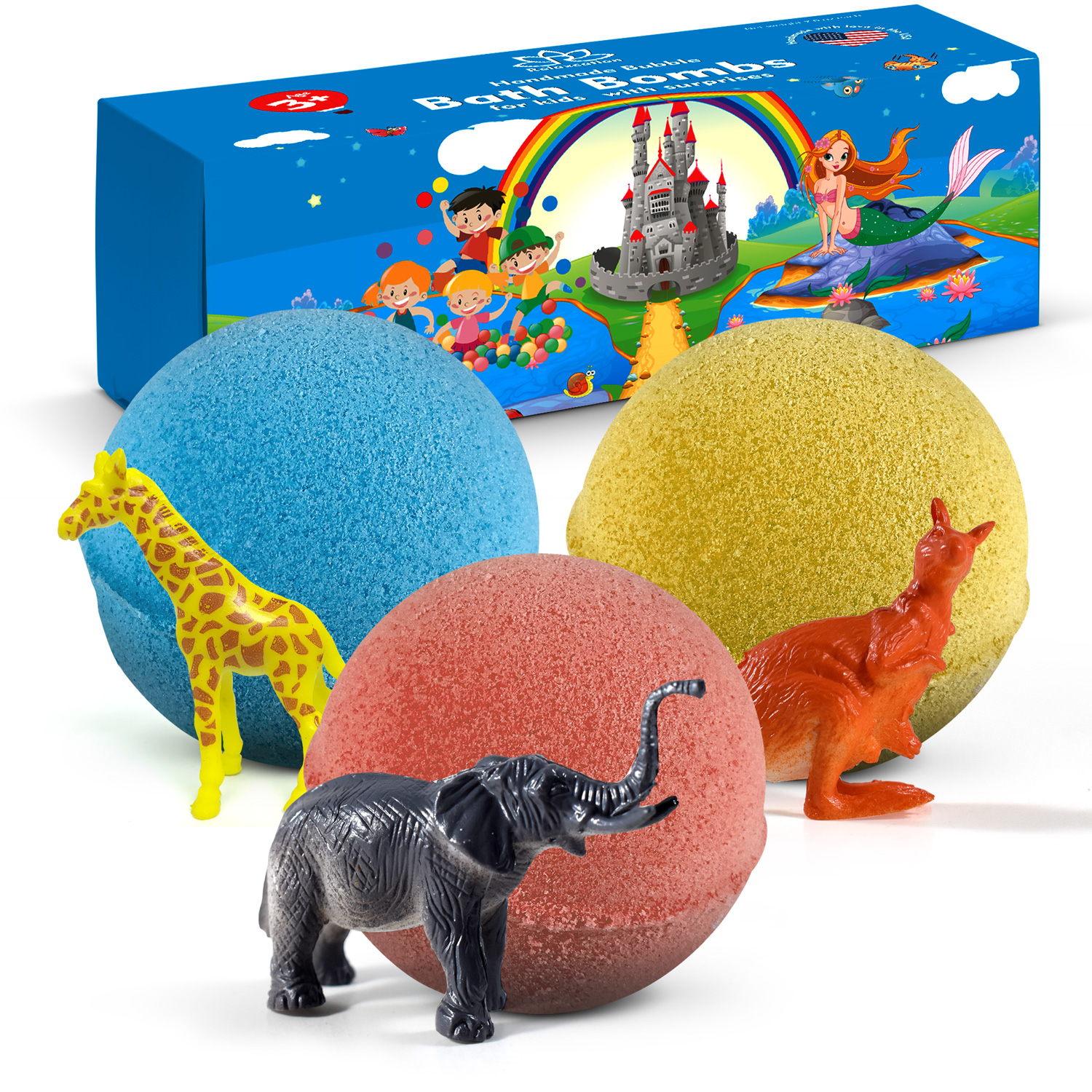 3 BIG Bath Bombs with WILD ANIMALS – RELAXCATION